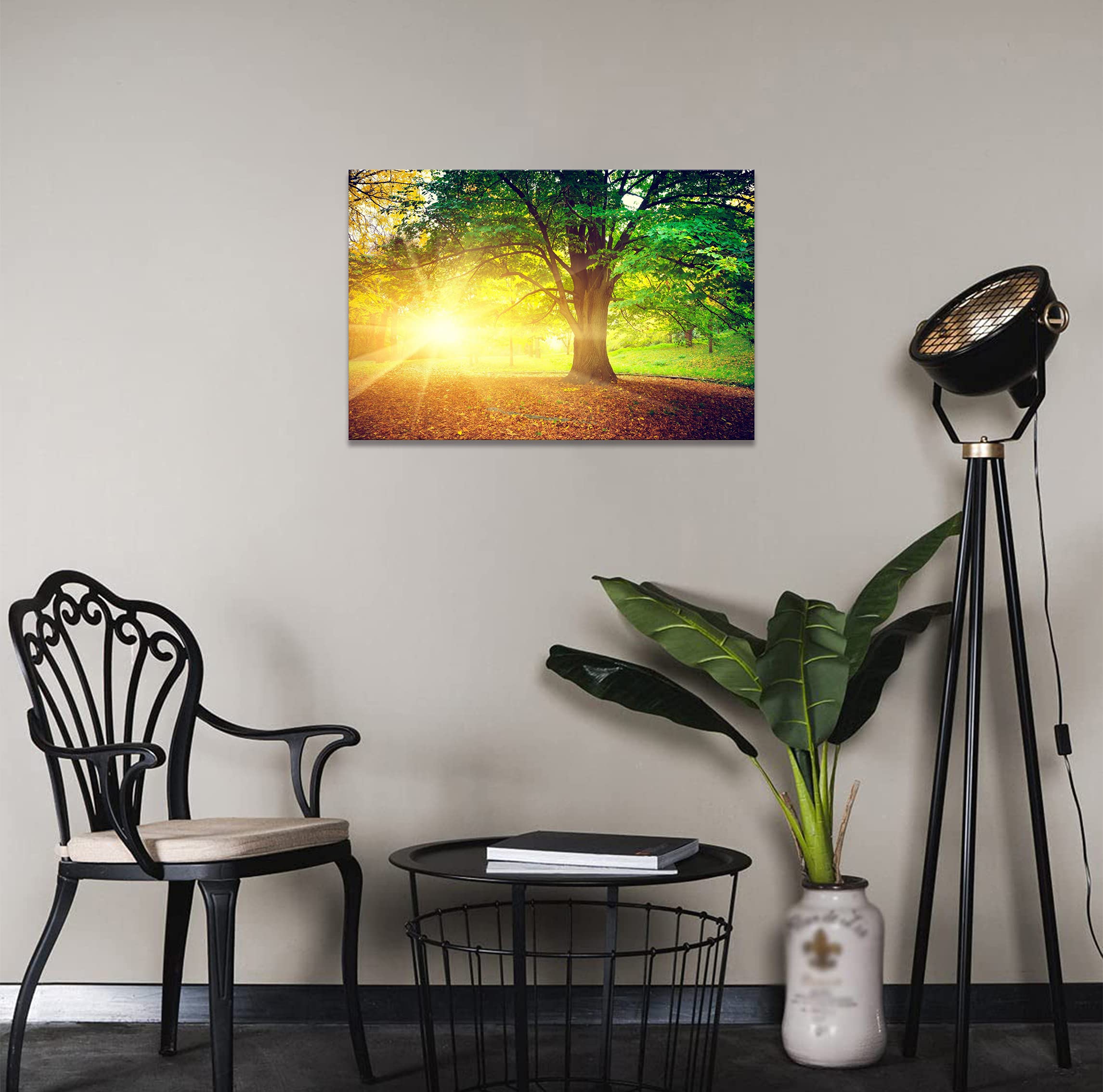 Amazon.co.jp: アートパネル 森林 太陽の光 ポスター 森の風景 絵画